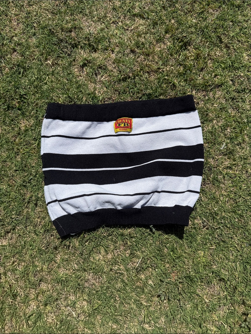 Black & White Striped Knit Crop Top